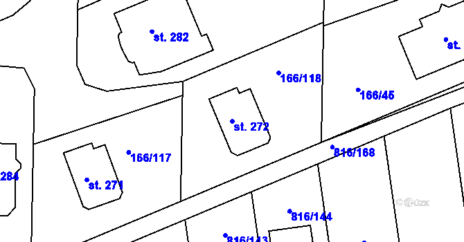 Parcela st. 272 v KÚ Chýně, Katastrální mapa