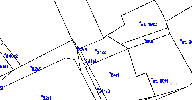 Parcela st. 24/2 v KÚ Chýně, Katastrální mapa