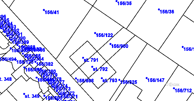 Parcela st. 156/903 v KÚ Chýně, Katastrální mapa