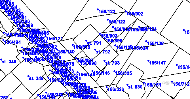 Parcela st. 792 v KÚ Chýně, Katastrální mapa