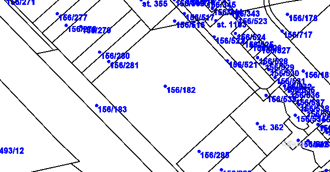 Parcela st. 156/182 v KÚ Chýně, Katastrální mapa
