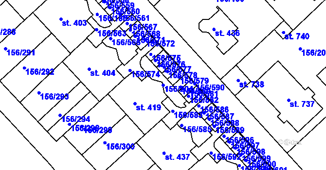 Parcela st. 156/204 v KÚ Chýně, Katastrální mapa