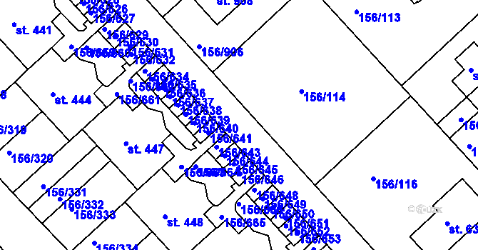Parcela st. 156/226 v KÚ Chýně, Katastrální mapa