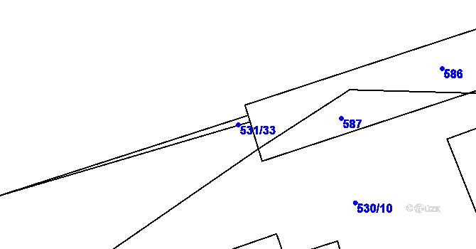 Parcela st. 531/33 v KÚ Chýně, Katastrální mapa
