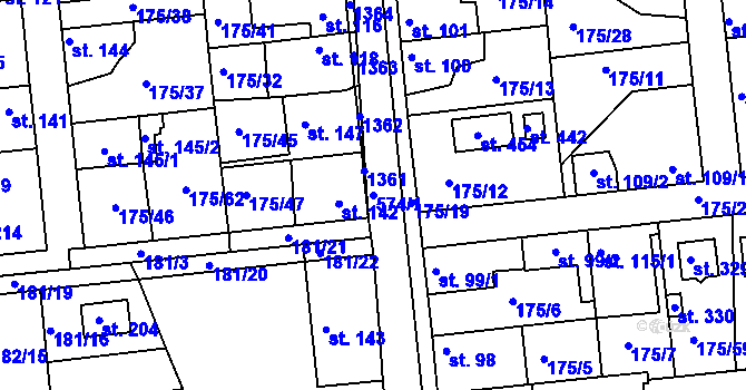 Parcela st. 574/1 v KÚ Chýně, Katastrální mapa