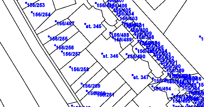 Parcela st. 346 v KÚ Chýně, Katastrální mapa