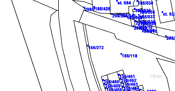Parcela st. 156/272 v KÚ Chýně, Katastrální mapa