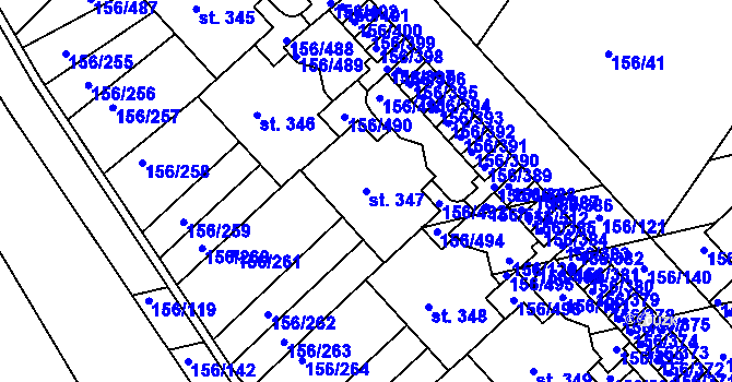 Parcela st. 347 v KÚ Chýně, Katastrální mapa