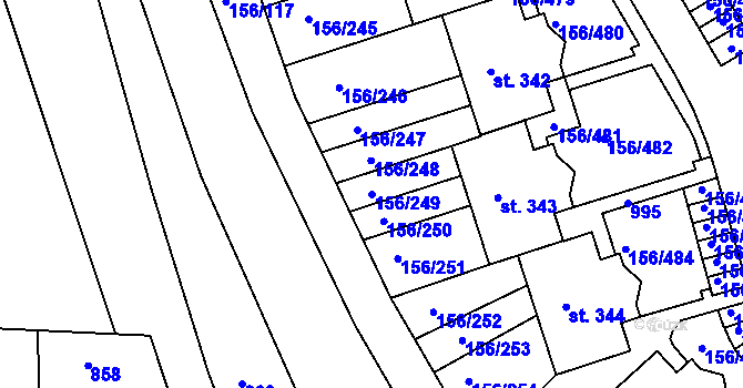 Parcela st. 156/249 v KÚ Chýně, Katastrální mapa