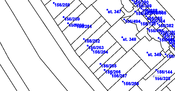 Parcela st. 156/263 v KÚ Chýně, Katastrální mapa