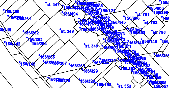 Parcela st. 349 v KÚ Chýně, Katastrální mapa