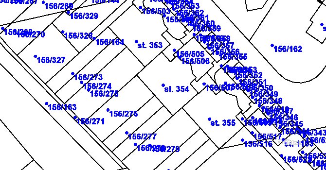 Parcela st. 354 v KÚ Chýně, Katastrální mapa