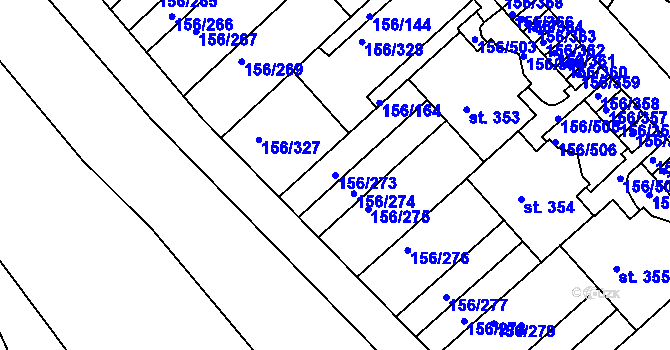 Parcela st. 156/273 v KÚ Chýně, Katastrální mapa