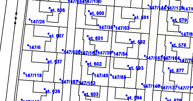 Parcela st. 147/39 v KÚ Chýně, Katastrální mapa