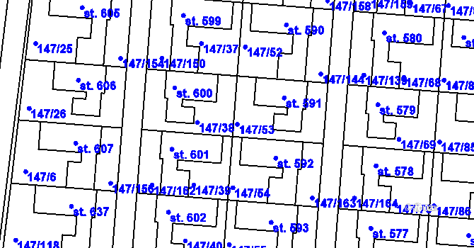 Parcela st. 147/53 v KÚ Chýně, Katastrální mapa