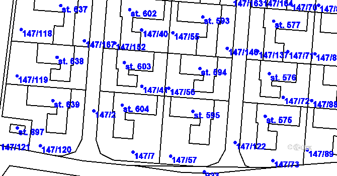 Parcela st. 147/56 v KÚ Chýně, Katastrální mapa