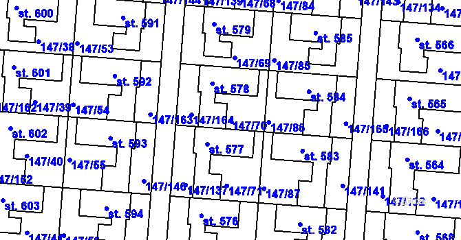 Parcela st. 147/70 v KÚ Chýně, Katastrální mapa