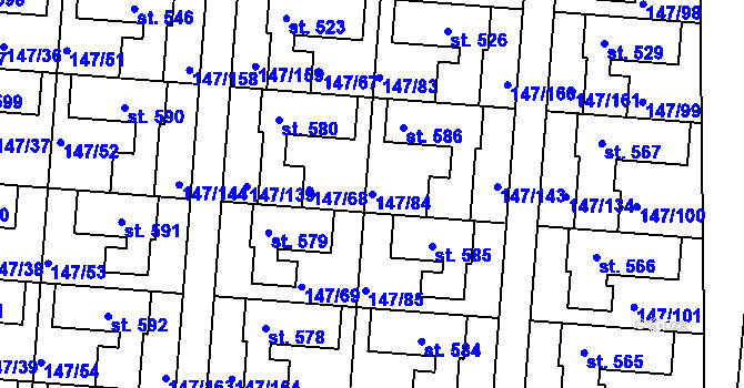 Parcela st. 147/84 v KÚ Chýně, Katastrální mapa