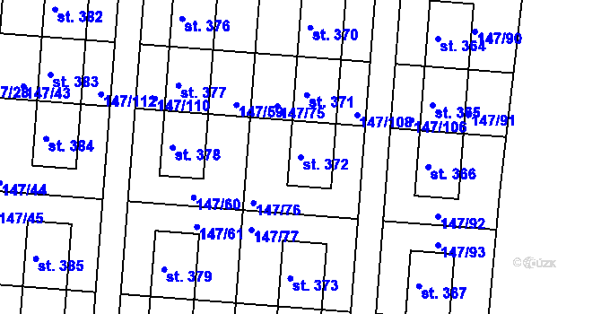 Parcela st. 372 v KÚ Chýně, Katastrální mapa