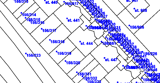 Parcela st. 444 v KÚ Chýně, Katastrální mapa