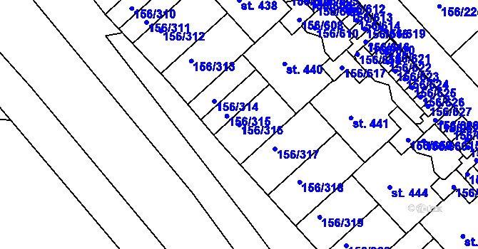 Parcela st. 156/316 v KÚ Chýně, Katastrální mapa