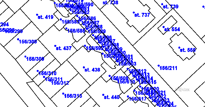 Parcela st. 156/321 v KÚ Chýně, Katastrální mapa