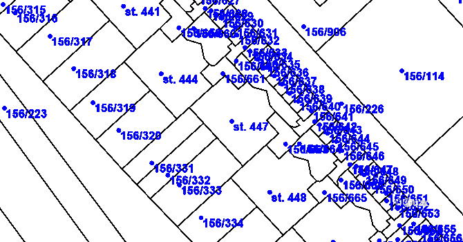 Parcela st. 447 v KÚ Chýně, Katastrální mapa