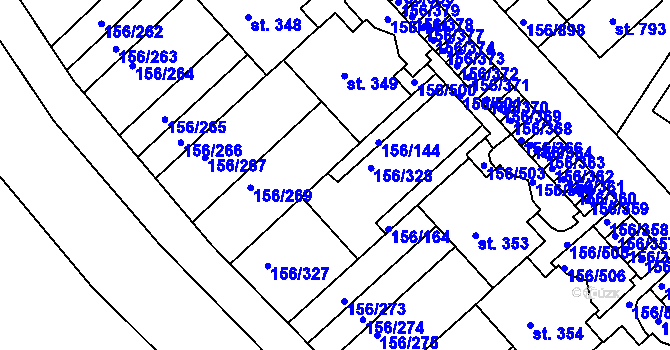 Parcela st. 156/329 v KÚ Chýně, Katastrální mapa