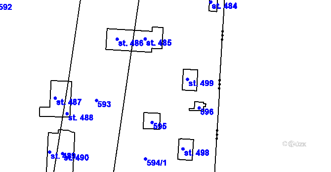 Parcela st. 594 v KÚ Chýně, Katastrální mapa