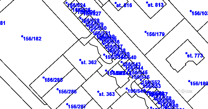 Parcela st. 156/534 v KÚ Chýně, Katastrální mapa