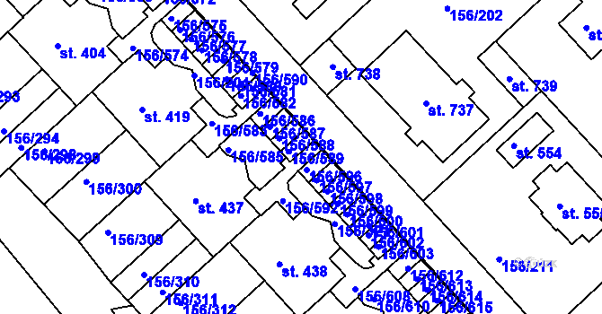 Parcela st. 156/594 v KÚ Chýně, Katastrální mapa