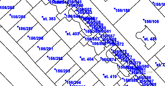 Parcela st. 156/564 v KÚ Chýně, Katastrální mapa