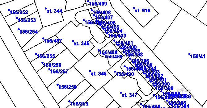 Parcela st. 156/489 v KÚ Chýně, Katastrální mapa