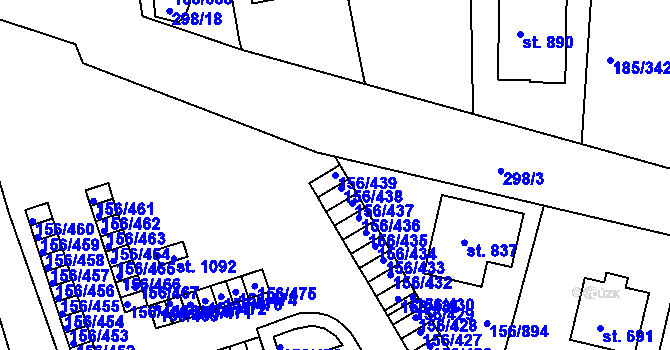 Parcela st. 156/439 v KÚ Chýně, Katastrální mapa