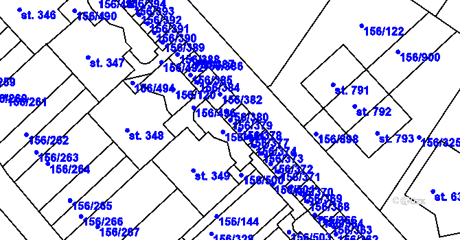 Parcela st. 156/379 v KÚ Chýně, Katastrální mapa