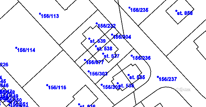 Parcela st. 537 v KÚ Chýně, Katastrální mapa