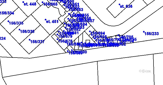 Parcela st. 156/692 v KÚ Chýně, Katastrální mapa