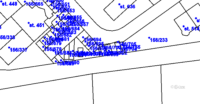 Parcela st. 156/699 v KÚ Chýně, Katastrální mapa
