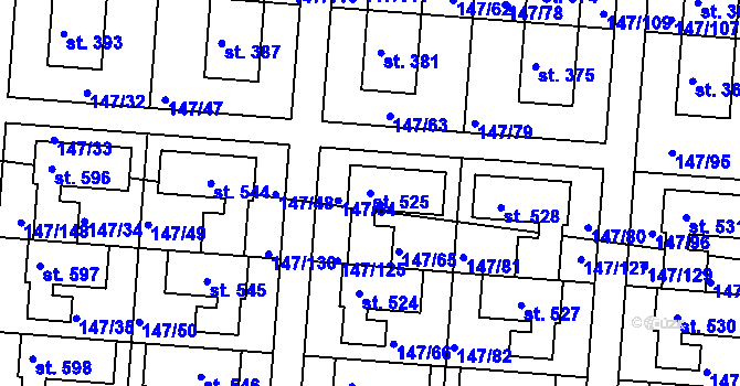Parcela st. 525 v KÚ Chýně, Katastrální mapa