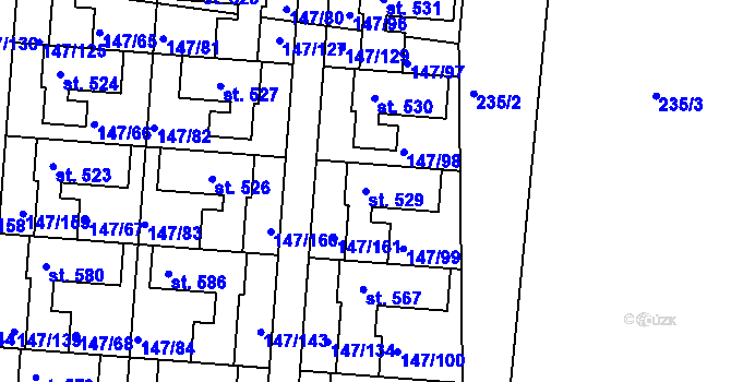 Parcela st. 529 v KÚ Chýně, Katastrální mapa