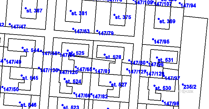 Parcela st. 528 v KÚ Chýně, Katastrální mapa