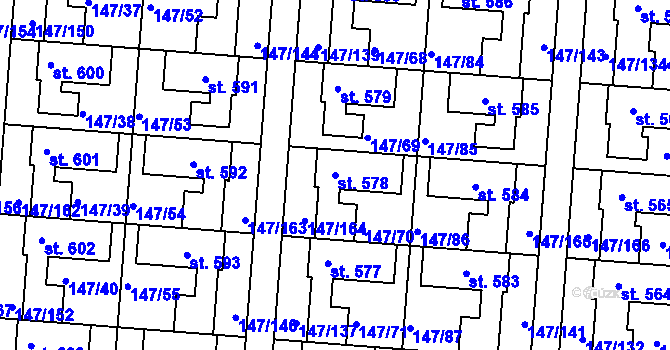 Parcela st. 578 v KÚ Chýně, Katastrální mapa