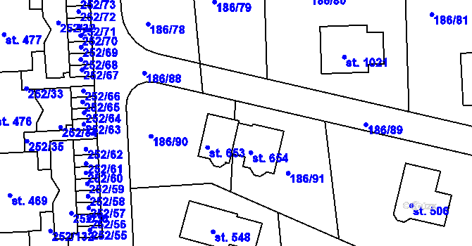 Parcela st. 656 v KÚ Chýně, Katastrální mapa