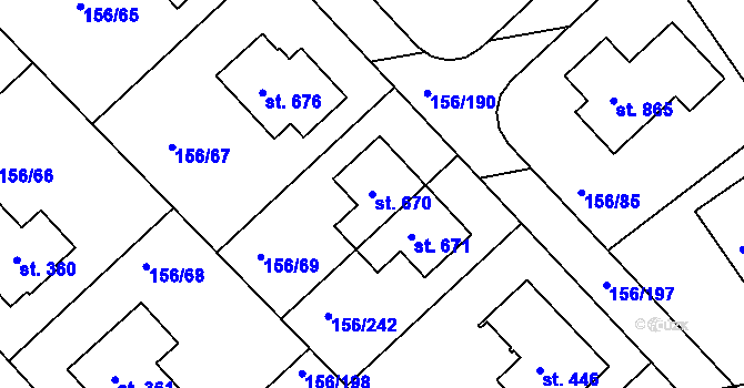 Parcela st. 670 v KÚ Chýně, Katastrální mapa