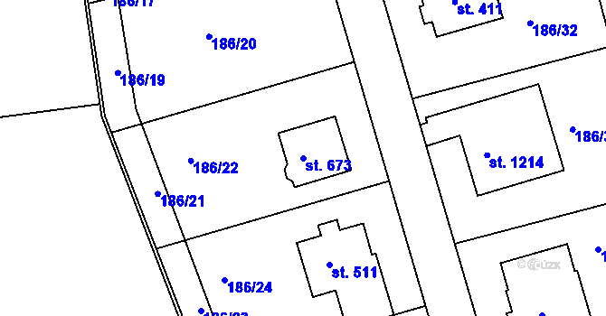 Parcela st. 673 v KÚ Chýně, Katastrální mapa