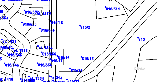Parcela st. 815 v KÚ Chýně, Katastrální mapa