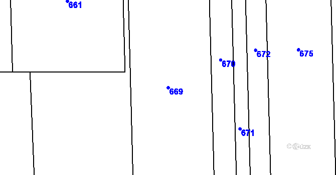 Parcela st. 669 v KÚ Chýně, Katastrální mapa