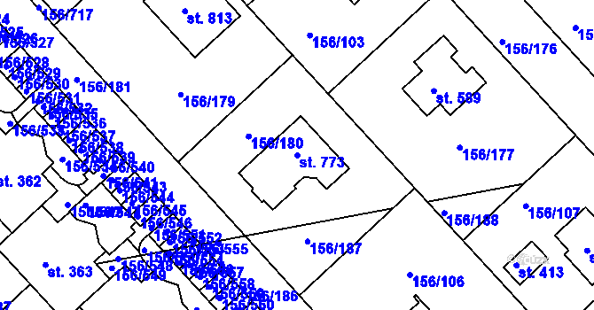 Parcela st. 773 v KÚ Chýně, Katastrální mapa
