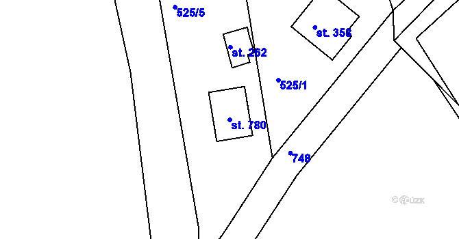 Parcela st. 780 v KÚ Chýně, Katastrální mapa