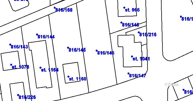 Parcela st. 816/146 v KÚ Chýně, Katastrální mapa